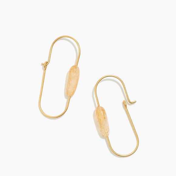 Madewell Stone Collection Citrine Medium Hoop Earrings - Picture 1 of 7